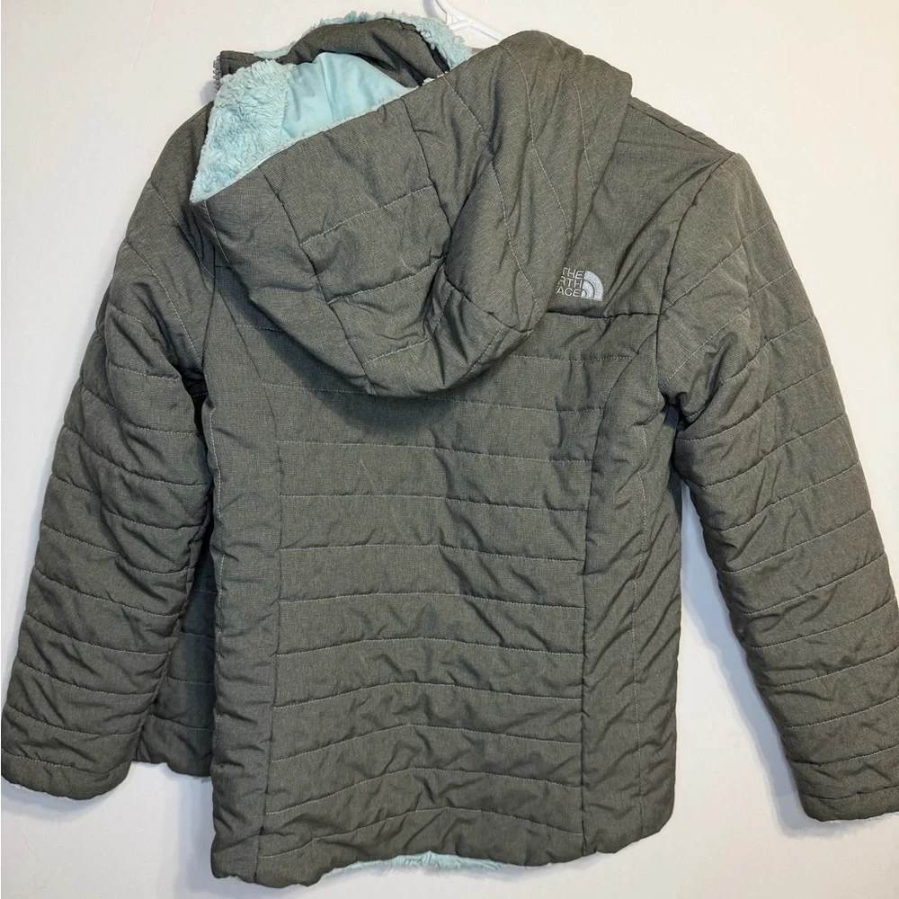 The North Face Girls Gray and Blue Hooded Jacket Size 10/12